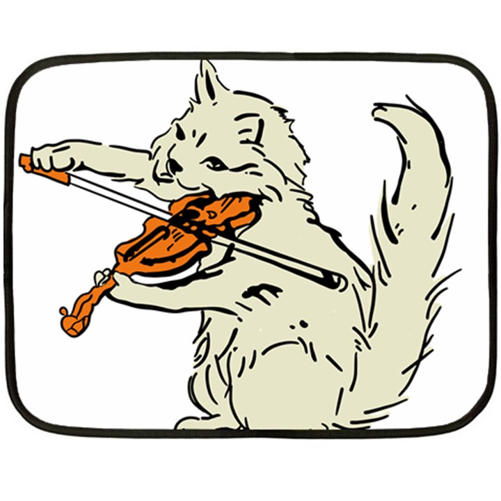 Cat Playing The Violin Art Fleece Blanket (Mini)