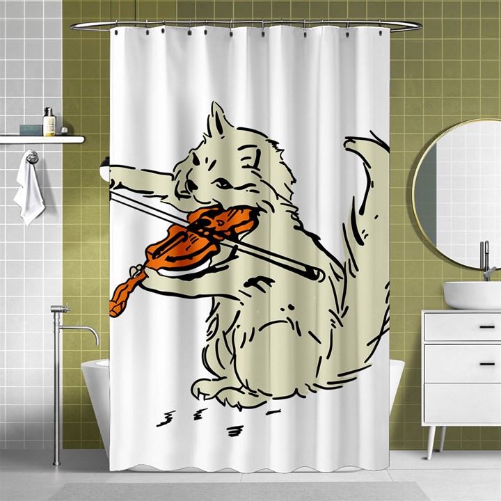 Cat Playing The Violin Art Shower Curtain 48  x 72  (Small) 