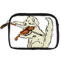 Cat Playing The Violin Art Digital Camera Leather Case by oldshool