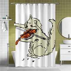 Cat Playing The Violin Art Shower Curtain 48  X 72  (small) 