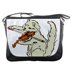 Cat Playing The Violin Art Messenger Bag by oldshool