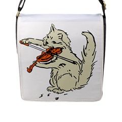 Cat Playing The Violin Art Flap Closure Messenger Bag (l) by oldshool