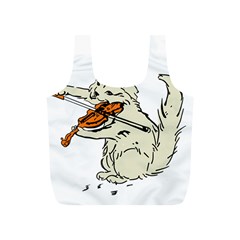 Cat Playing The Violin Art Full Print Recycle Bag (s) by oldshool