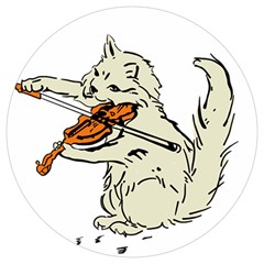 Cat Playing The Violin Art Round Trivet