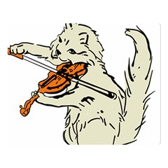 Cat Playing The Violin Art Premium Plush Fleece Blanket (large)