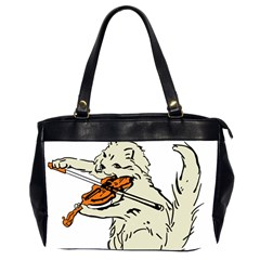 Cat Playing The Violin Art Oversize Office Handbag (2 Sides) by oldshool