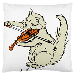 Cat Playing The Violin Art Large Cushion Case (two Sides) by oldshool