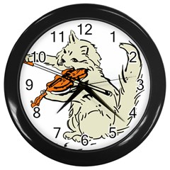 Cat Playing The Violin Art Wall Clock (black)