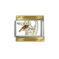 Cat Playing The Violin Art Gold Trim Italian Charm (9mm) by oldshool