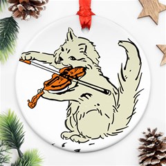 Cat Playing The Violin Art Ornament (round) by oldshool