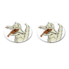 Cat Playing The Violin Art Cufflinks (oval)