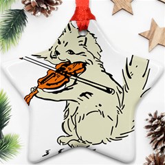 Cat Playing The Violin Art Star Ornament (two Sides)