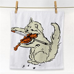 Cat Playing The Violin Art Face Towel