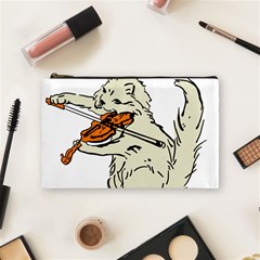 Cat Playing The Violin Art Cosmetic Bag (medium) by oldshool