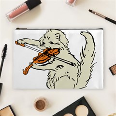 Cat Playing The Violin Art Cosmetic Bag (large) by oldshool