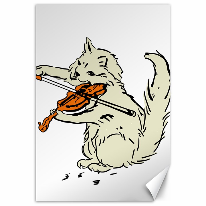 Cat Playing The Violin Art Canvas 12  x 18 