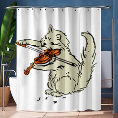 Cat Playing The Violin Art Shower Curtain 60  X 72  (medium)  by oldshool