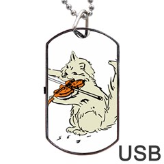 Cat Playing The Violin Art Dog Tag Usb Flash (one Side) by oldshool