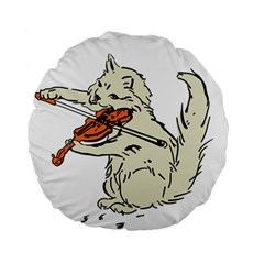 Cat Playing The Violin Art Standard 15  Premium Flano Round Cushions by oldshool