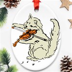 Cat Playing The Violin Art Ornament (Oval) Front