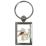 Cat Playing The Violin Art Key Chain (Rectangle) Front