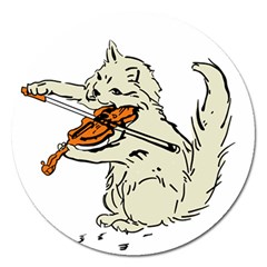 Cat Playing The Violin Art Magnet 5  (round) by oldshool