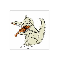 Cat Playing The Violin Art Satin Bandana Scarf 22  X 22 