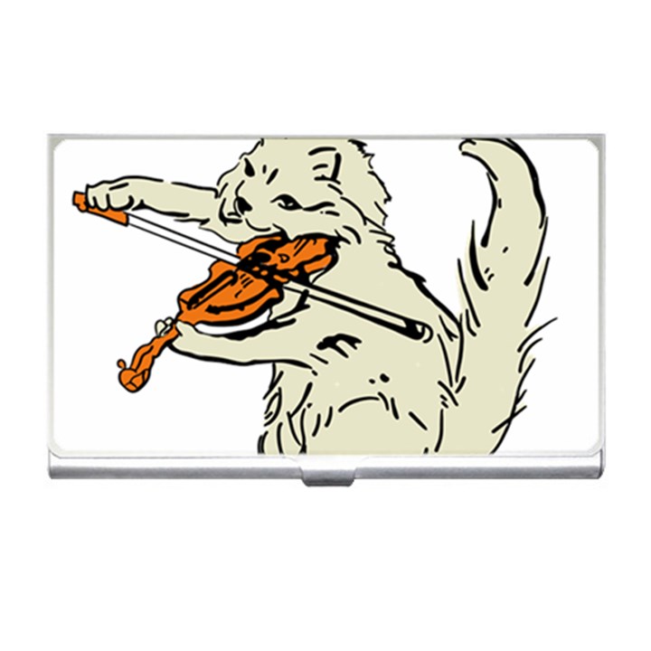 Cat Playing The Violin Art Business Card Holder