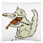 Cat Playing The Violin Art Large Premium Plush Fleece Cushion Case (One Side) Front