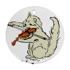 Cat Playing The Violin Art Ornament (round) by oldshool