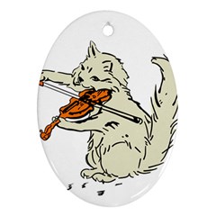 Cat Playing The Violin Art Ornament (oval)