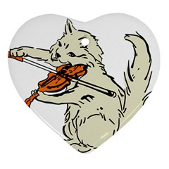 Cat Playing The Violin Art Ornament (heart)