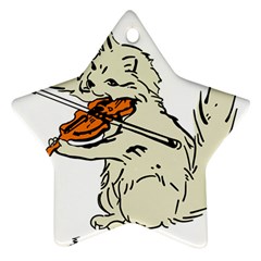 Cat Playing The Violin Art Ornament (star)