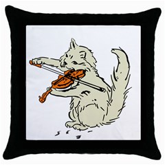 Cat Playing The Violin Art Throw Pillow Case (black) by oldshool