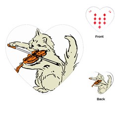 Cat Playing The Violin Art Playing Cards Single Design (heart)