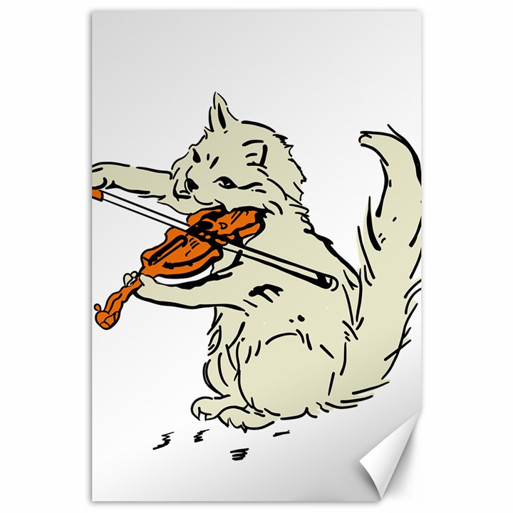 Cat Playing The Violin Art Canvas 24  x 36 