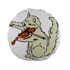 Cat Playing The Violin Art Standard 15  Premium Round Cushions by oldshool