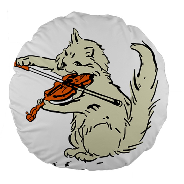 Cat Playing The Violin Art Large 18  Premium Round Cushions