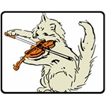 Cat Playing The Violin Art Two Sides Fleece Blanket (Medium) 58.8 x47.4  Blanket Front