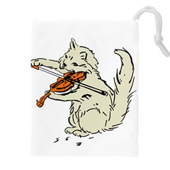 Cat Playing The Violin Art Drawstring Pouch (4xl) by oldshool