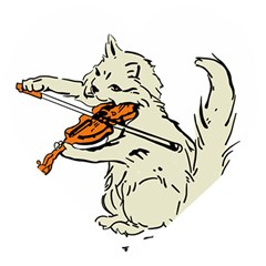 Cat Playing The Violin Art Wooden Puzzle Heart