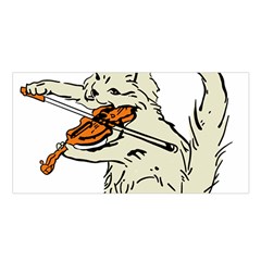 Cat Playing The Violin Art Satin Shawl 45  X 80  by oldshool