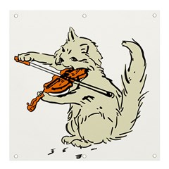 Cat Playing The Violin Art Banner And Sign 4  X 4  by oldshool