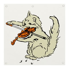 Cat Playing The Violin Art Banner And Sign 3  X 3 