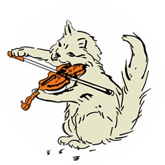 Cat Playing The Violin Art Wooden Puzzle Round