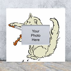 Cat Playing The Violin Art White Wall Photo Frame 5  X 7 