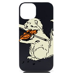 Cat Playing The Violin Art Iphone 14 Black Uv Print Case by oldshool