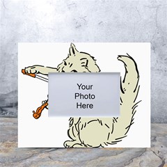 Cat Playing The Violin Art White Tabletop Photo Frame 4 x6  by oldshool