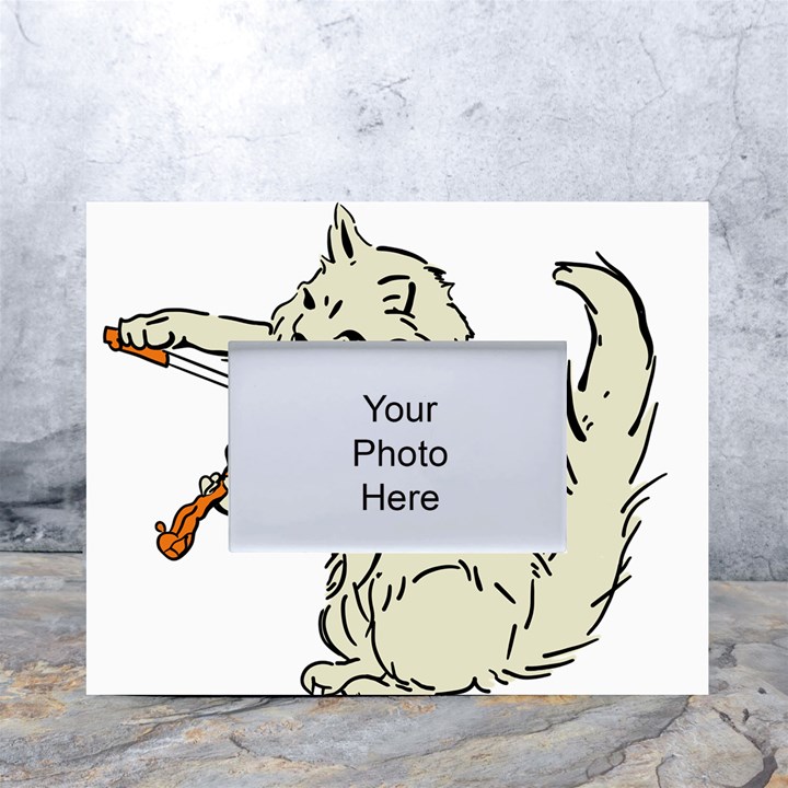 Cat Playing The Violin Art White Tabletop Photo Frame 4 x6 