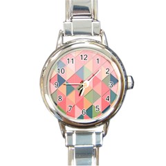 Background Geometric Triangle Round Italian Charm Watch by Semog4